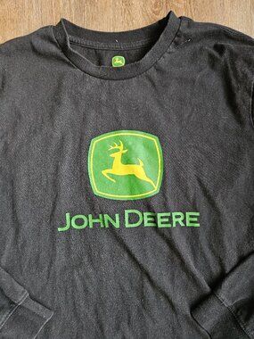 John Deere Long Sleeve T-Shirt Mens Medium M Black Graphic Logo Workwear Cotton
